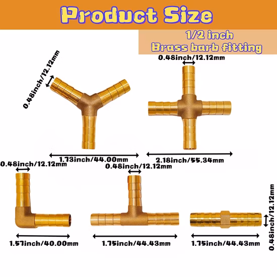 Brass Hose Barb Fitting Quick Connector Brass Metric Barbed Male Hose Fittings